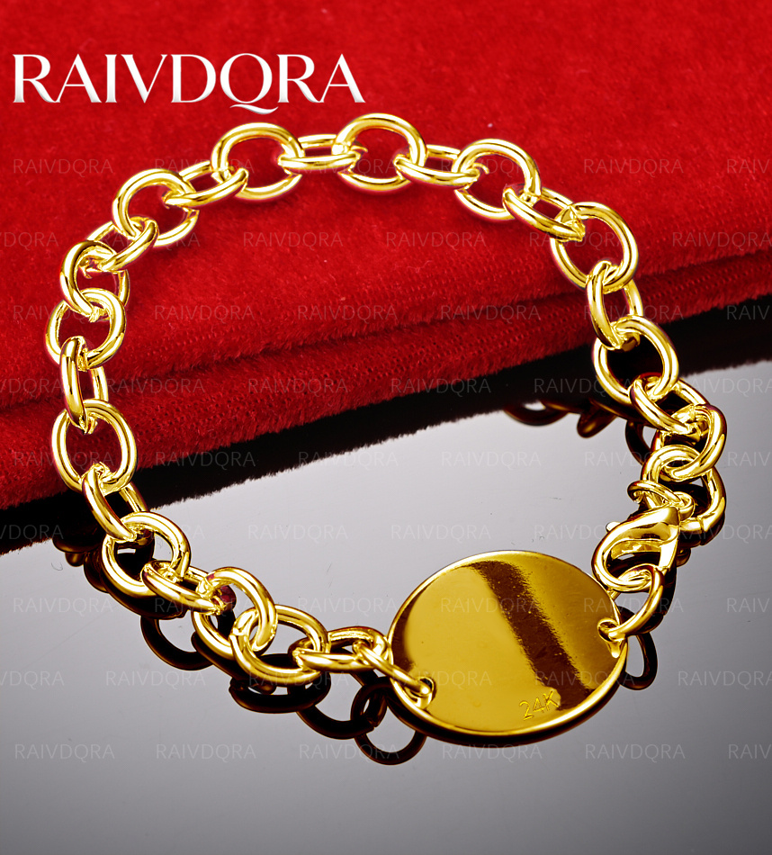 Men Accessories Chain And Bracelet - 18K Gold Plated Disc Chain Bracelet