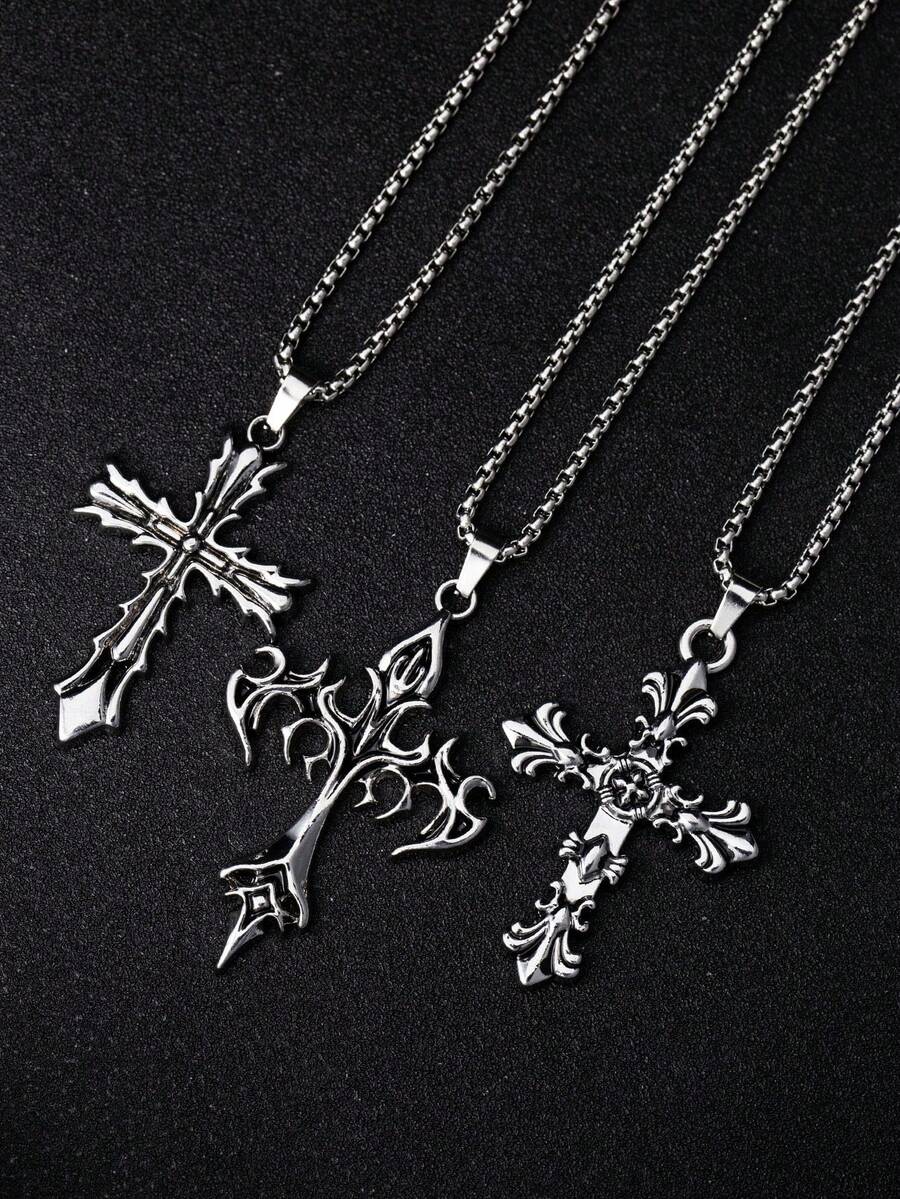 Men Accessories Style - 1pc Vintage Gothic Style Cross Pendant
