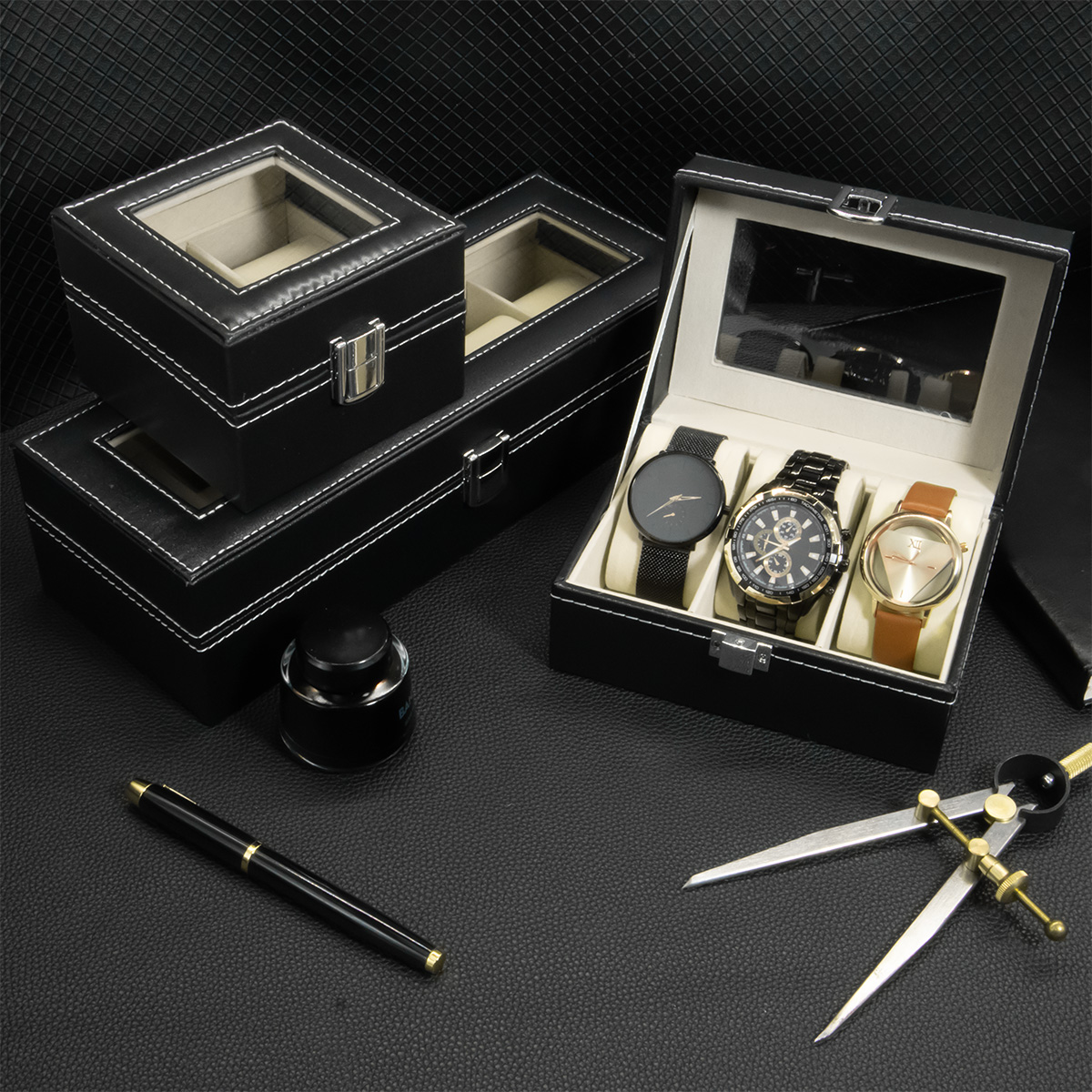 Hot Sale PU Leather Display St - Men Accessories Organiser ulasan dan harga