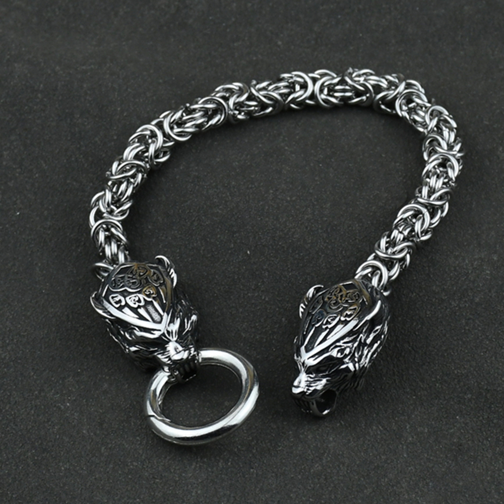 Norse Viking Wolf Head Bracele - Men Accessories Ring And Bracelet ulasan dan harga