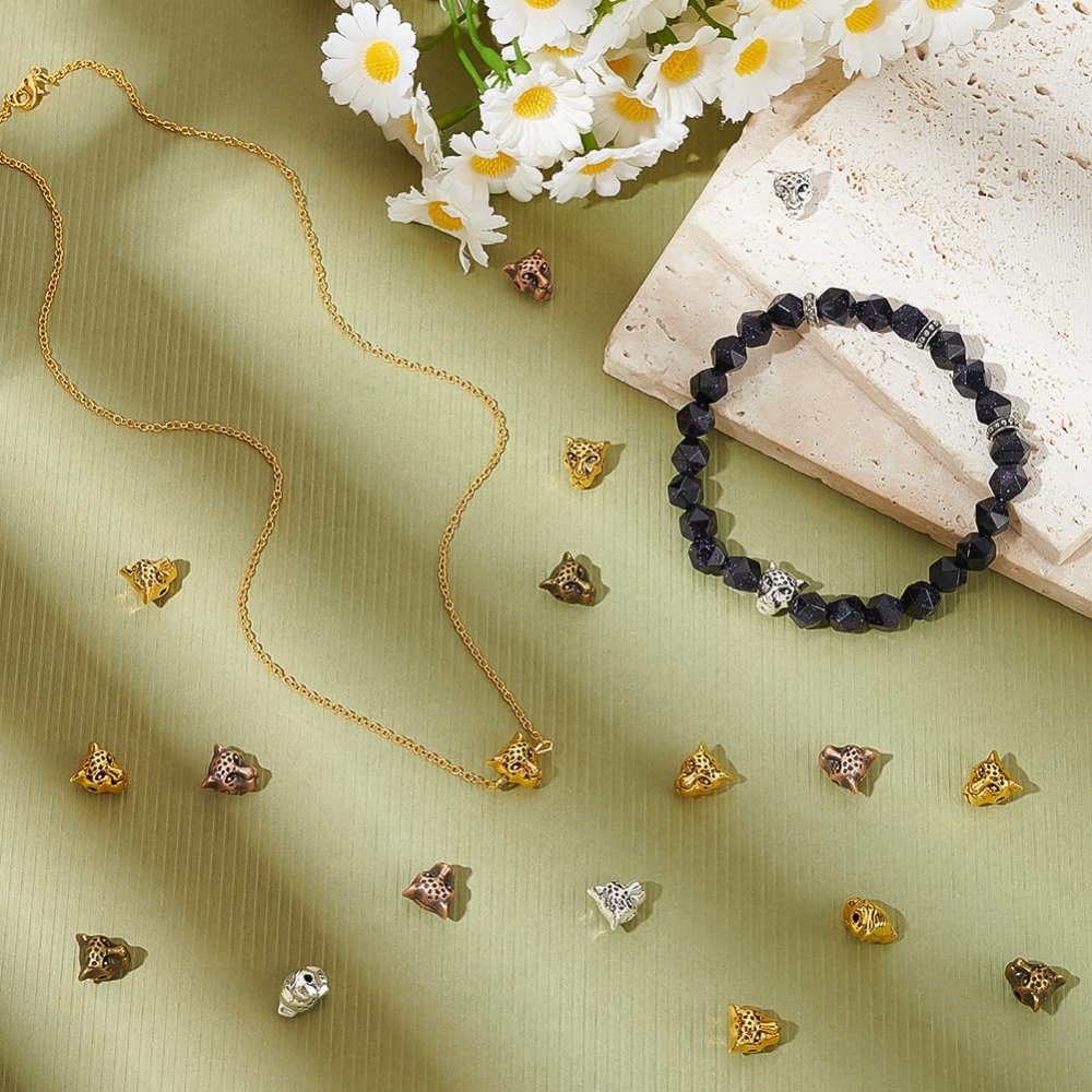 4 Colors Leopard Head Beads 10 - Bead Bracelet Men ulasan dan harga
