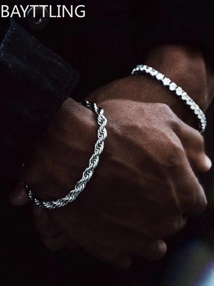 Hip-Hop Rock 925 sterling silv - Men Accessories Chain And Bracelet ulasan dan harga