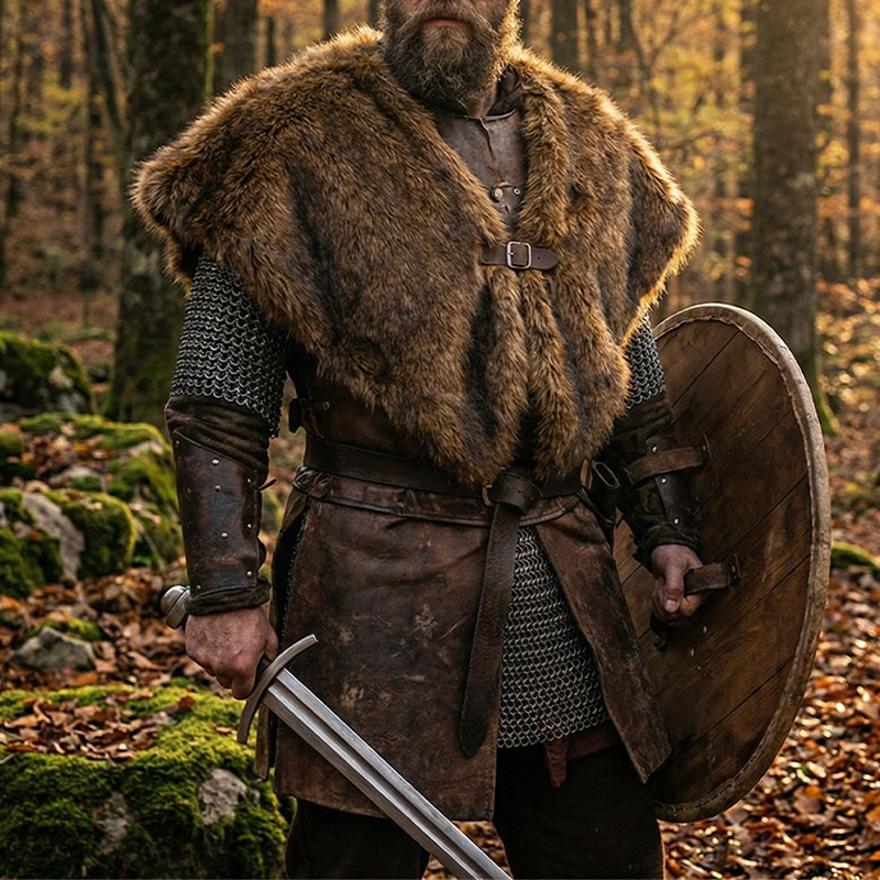 Medieval Faux Fur Collar Fur S - Men'S Viking Accessories ulasan dan harga