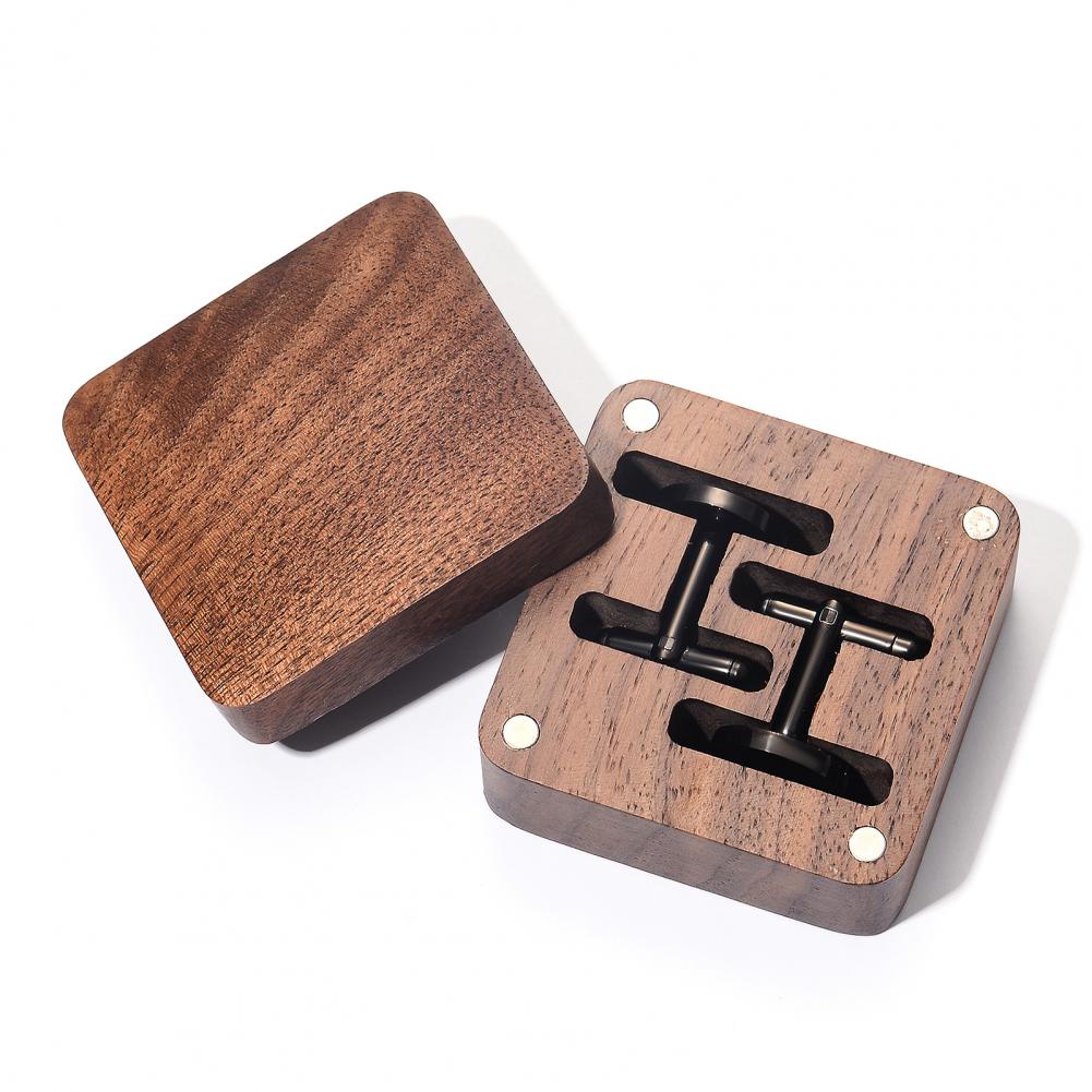 Walnut Cufflink Box Solid Wood - Men Accessories Organiser ulasan dan harga
