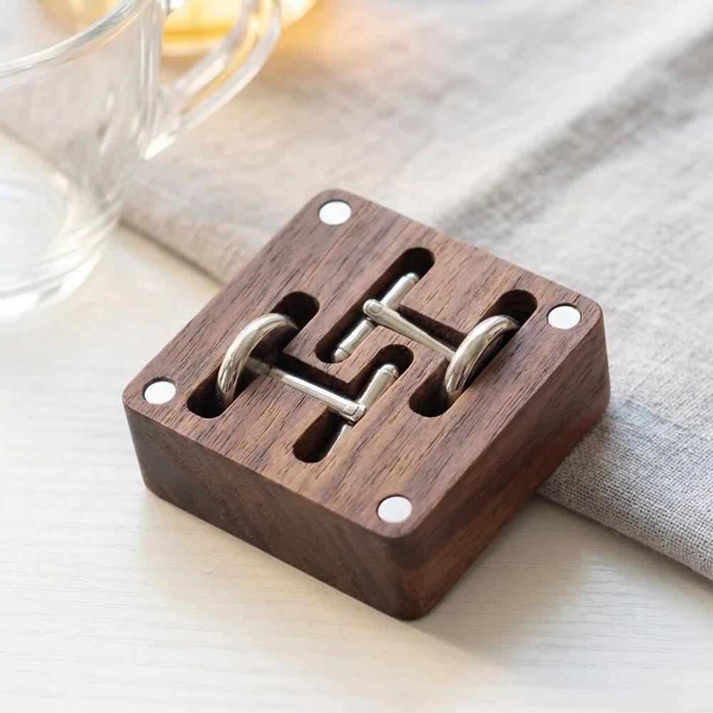 Walnut Cufflink Box Solid Wood - Men Accessories Organiser ulasan dan harga
