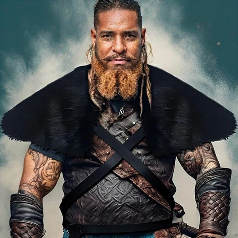 Medieval Men Faux Fur Collar C - Men'S Viking Accessories ulasan dan harga