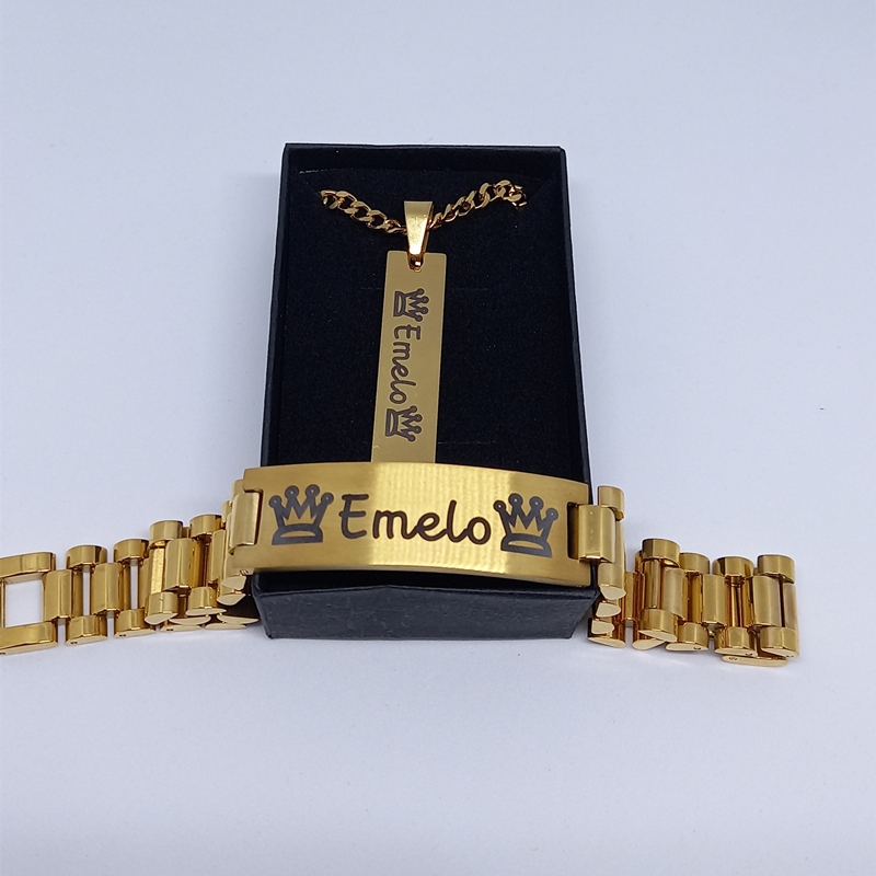 Custom Men Name Necklace Big B - Men Accessories Gift Set ulasan dan harga