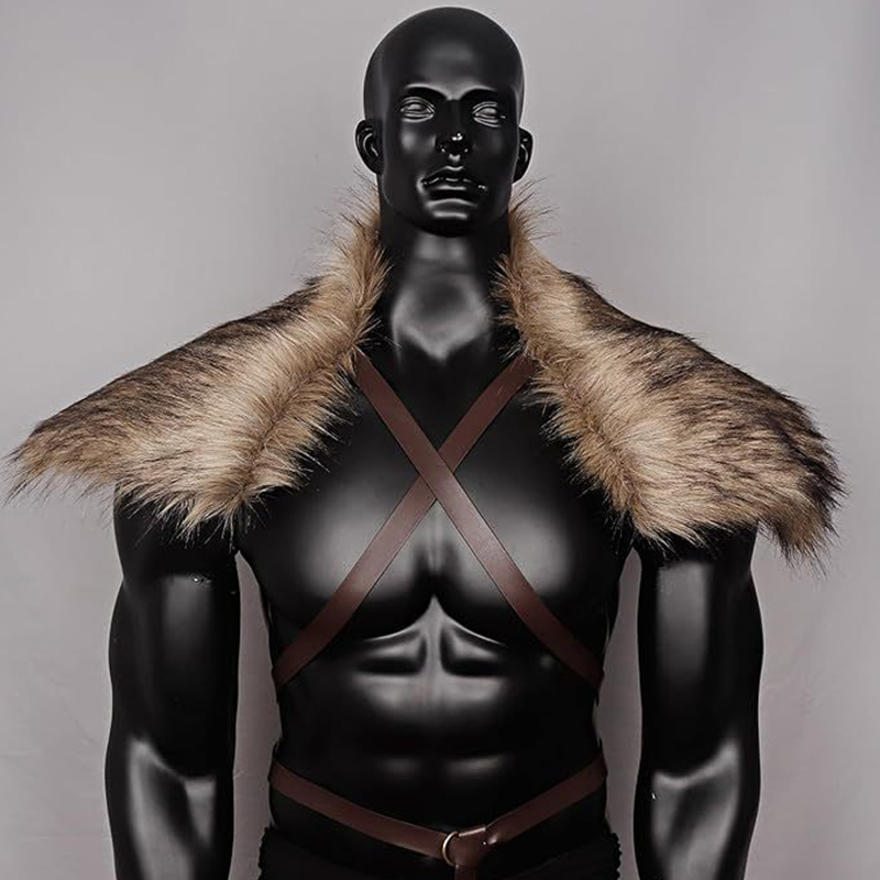 Man Medieval Faux Fur Cape Sho - Men'S Viking Accessories ulasan dan harga