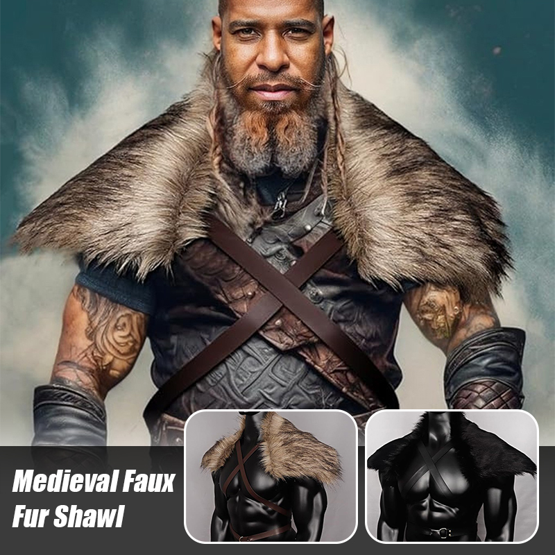 Man Medieval Faux Fur Cape Sho - Men'S Viking Accessories ulasan dan harga