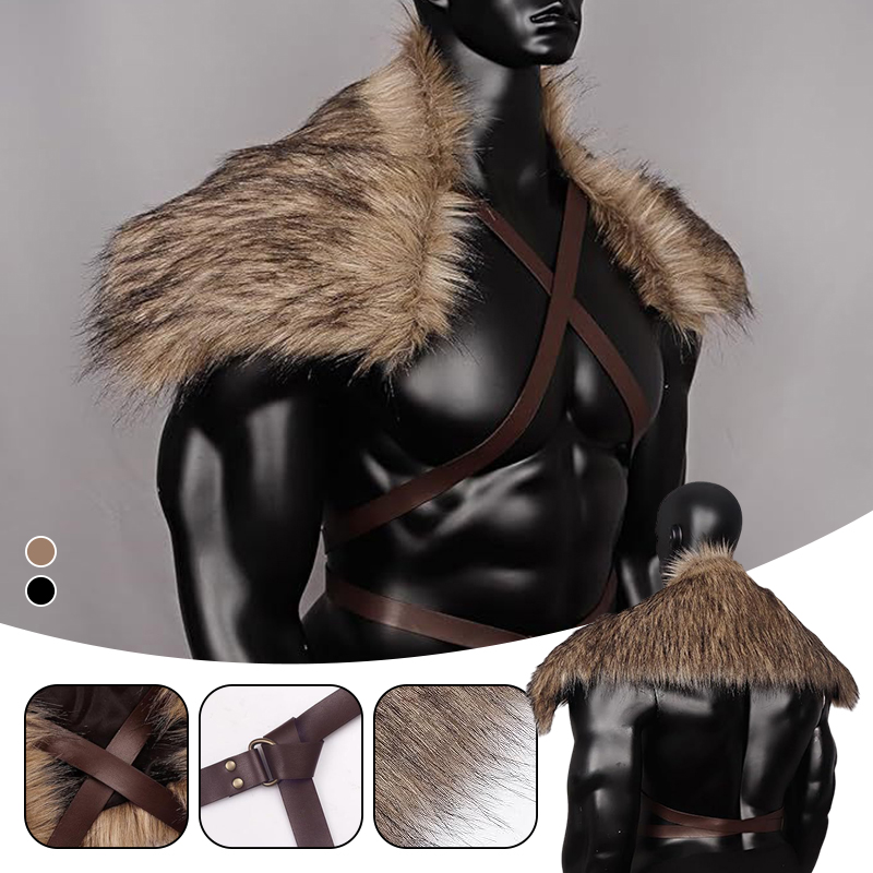 Man Medieval Faux Fur Cape Sho - Men'S Viking Accessories ulasan dan harga
