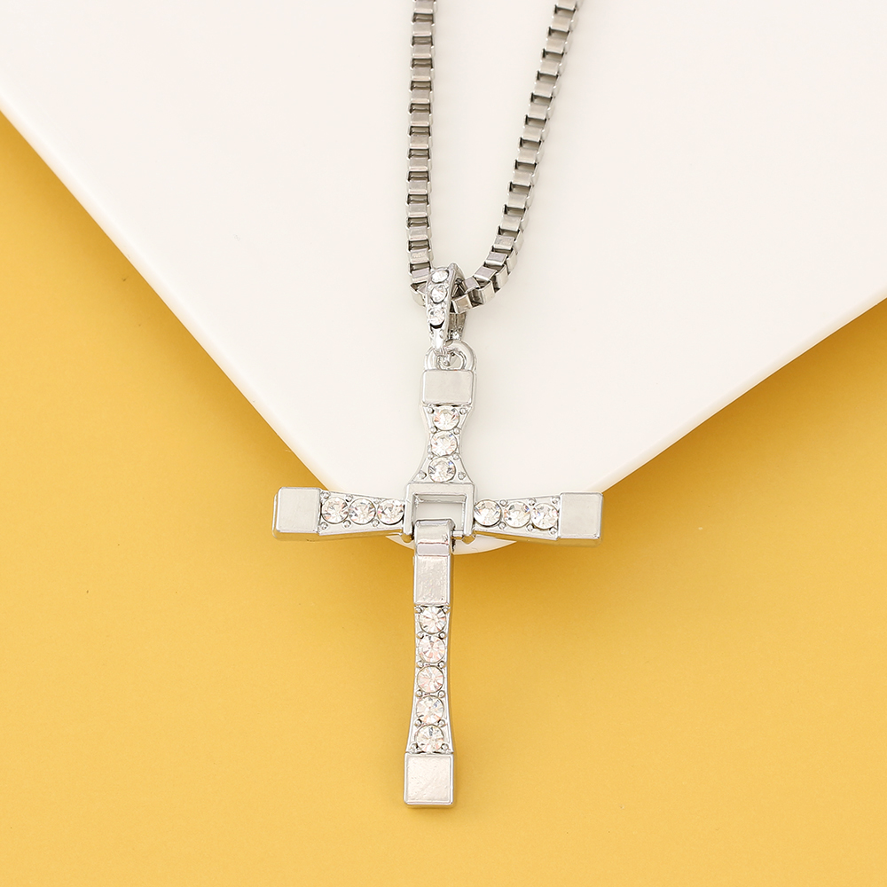 Fashion Punk Rhinestone Cross  - Men'S Accessories Jewelry ulasan dan harga