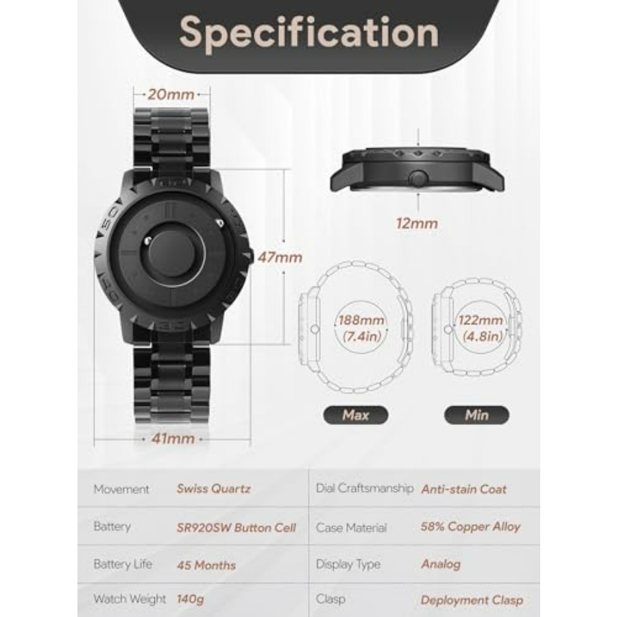 EUTOUR Magnetic Watches for Me - Bead Bracelet Men ulasan dan harga
